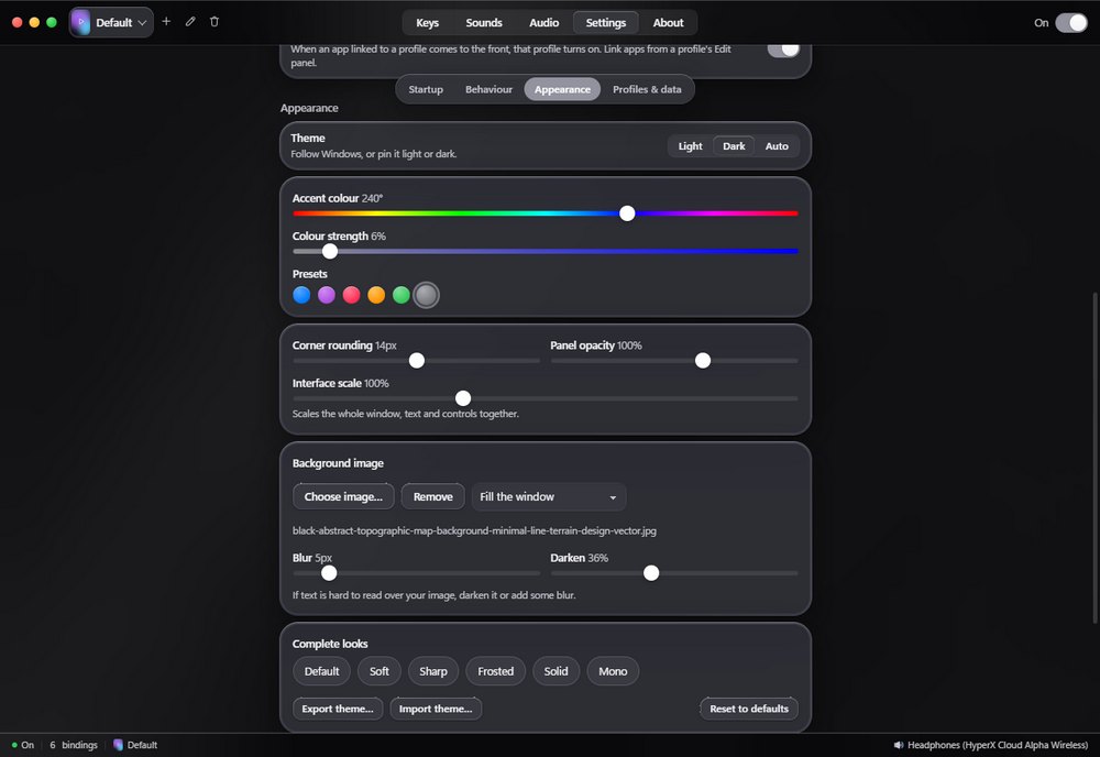 The appearance settings with a graphite accent